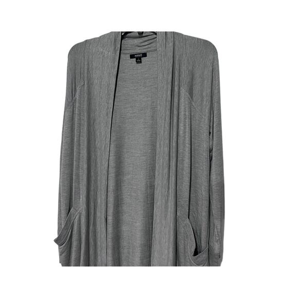 ALFANI WOMENS SMALL CASUAL LOUNGE SHRUG CARDI WRAP POCKETS HEATHER GRAY NEW! - Picture 4 of 11